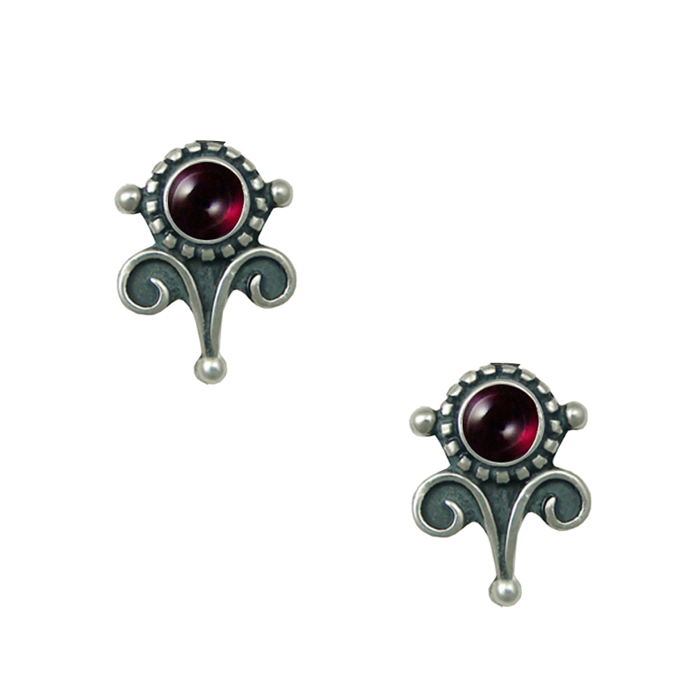 Sterling Silver Petite Garnet Post Stud Earrings